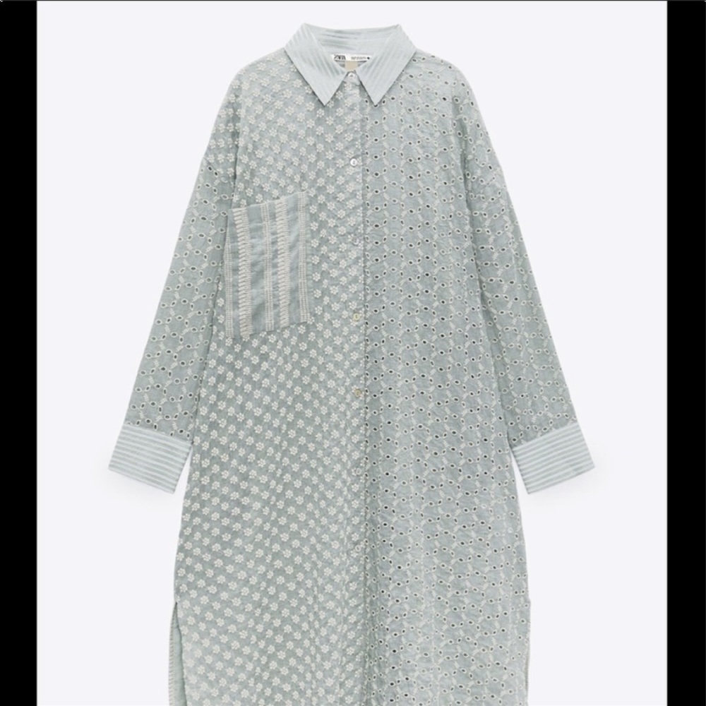 Zara open knit embroidery patchwork dress tunic duster - Picture 6 of 15